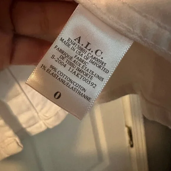 NWOT A.L.C. White Denim Blazer Gold Button Jacket Size 0 Structured Cotton - Picture 10 of 11